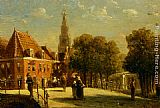 Pieter Gerard Vertin Figures on a bridge in Alkmaar painting